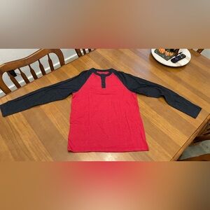 Faded Glory navy blue and red long sleeve Henley top Size 2XL